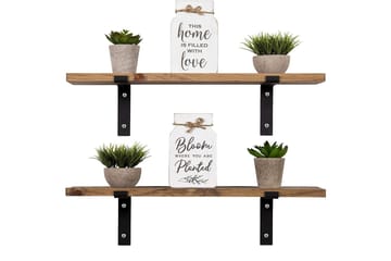 Vägghylla 16x60 cm 2-pack - Valnöt/Svart - Förvaring - Köksförvaring - Kökshylla