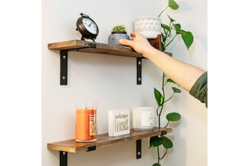 Vägghylla 16x60 cm 2-pack - Valnöt/Svart - Förvaring - Köksförvaring - Kökshylla