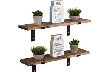 Vägghylla 16x60 cm 2-pack - Valnöt/Svart - Förvaring - Köksförvaring - Kökshylla