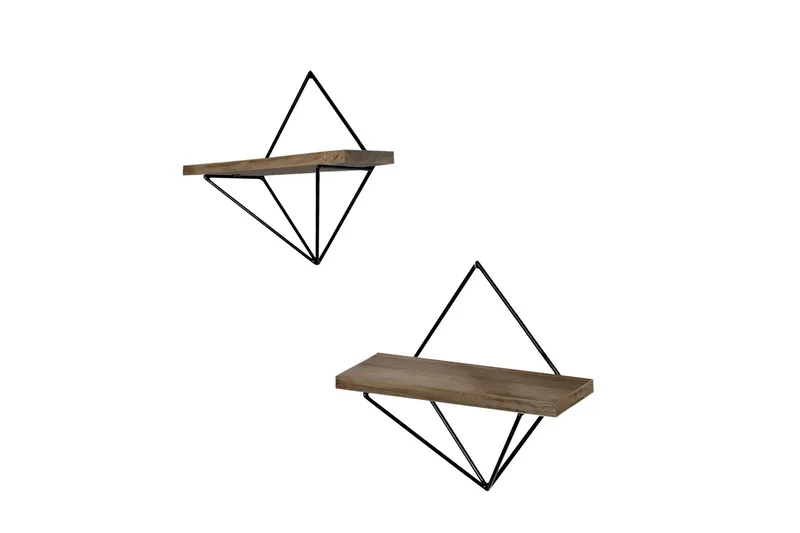 Vägghylla 30x30 cm, Valnöt/Svart