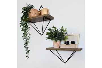 Vägghylla 30x30 cm - Valnöt/Svart - Förvaring - Köksförvaring - Kökshylla