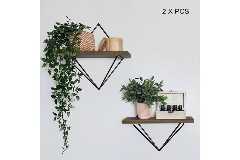 Vägghylla 30x30 cm - Valnöt/Svart - Förvaring - Köksförvaring - Kökshylla