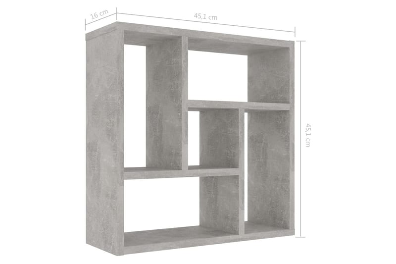 Vägghylla betonggrå 45,1x16x45,1 cm spånskiva - Grå - Kökshylla - Vägghylla