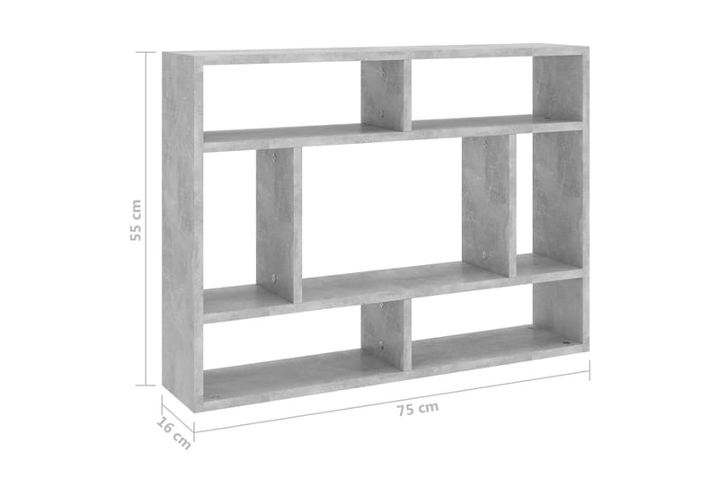 Vägghylla betonggrå 75x16x55 cm spånskiva - Grå - Förvaring - Köksförvaring - Kökshylla