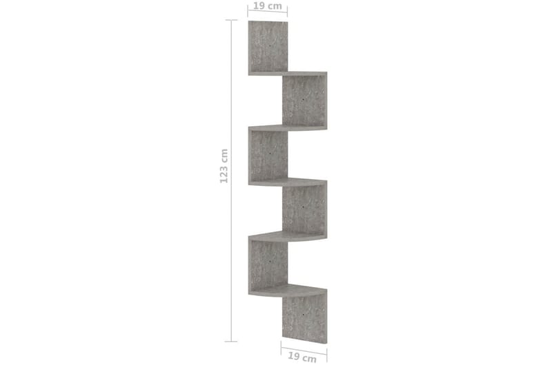 Vägghylla hörn betonggrå 19x19x123 cm spånskiva - Grå - Kökshylla - Vägghylla