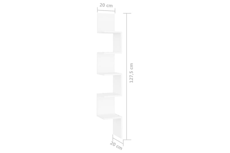 Vägghylla hörn vit 20x20x127,5 cm spånskiva - Vit - Förvaring - Köksförvaring - Kökshylla
