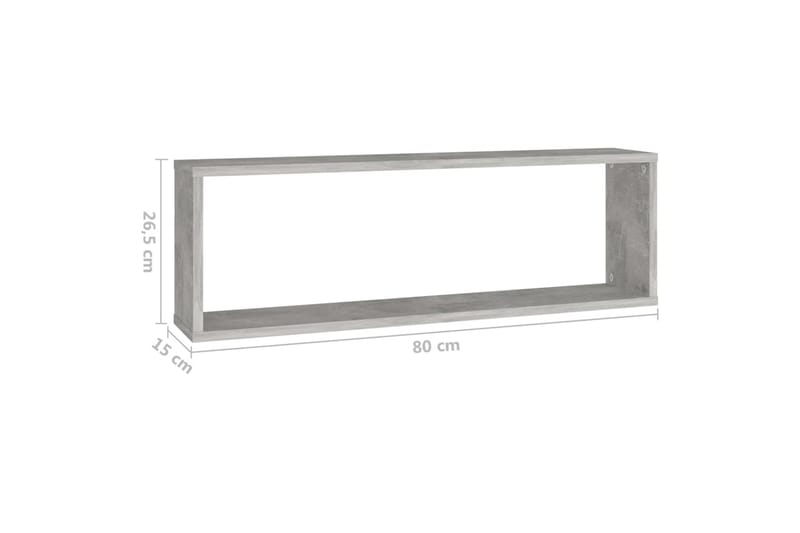 Vägghylla kubformad 2 st betonggrå 80x15x26,5 cm spånskiva - Betonggrå - Förvaring - Köksförvaring - Kökshylla