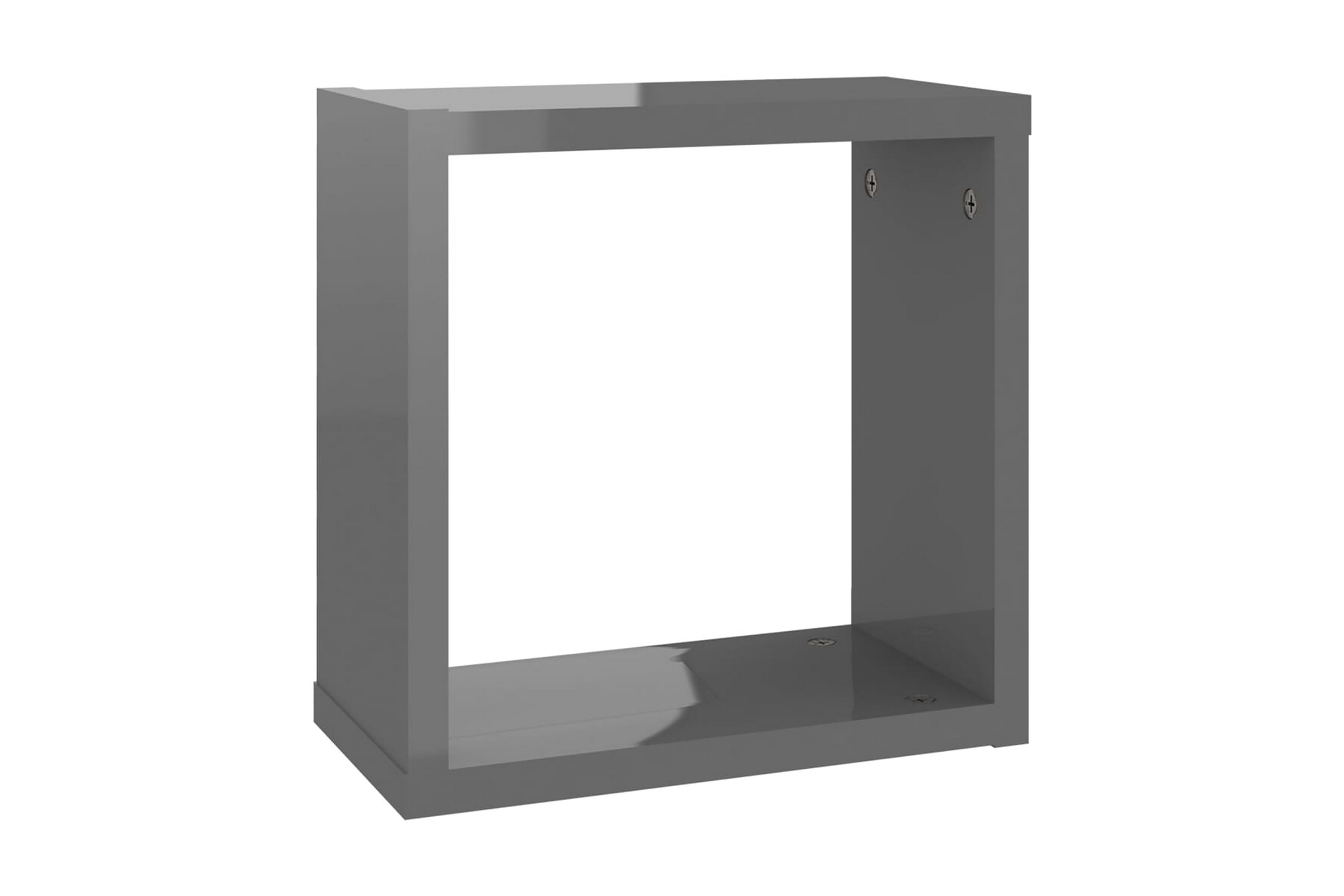 Vägghylla kubformad 2 st grå högglans 30x15x30 cm – Grå högglans