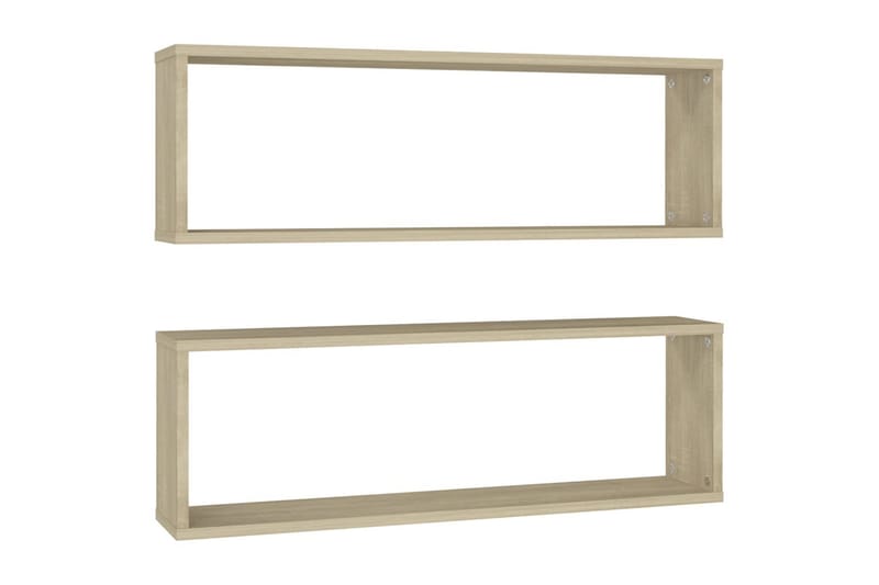 Vägghylla kubformad 2 st sonoma-ek 80x15x26,5 cm spånskiva - Brun - Förvaring - Köksförvaring - Kökshylla
