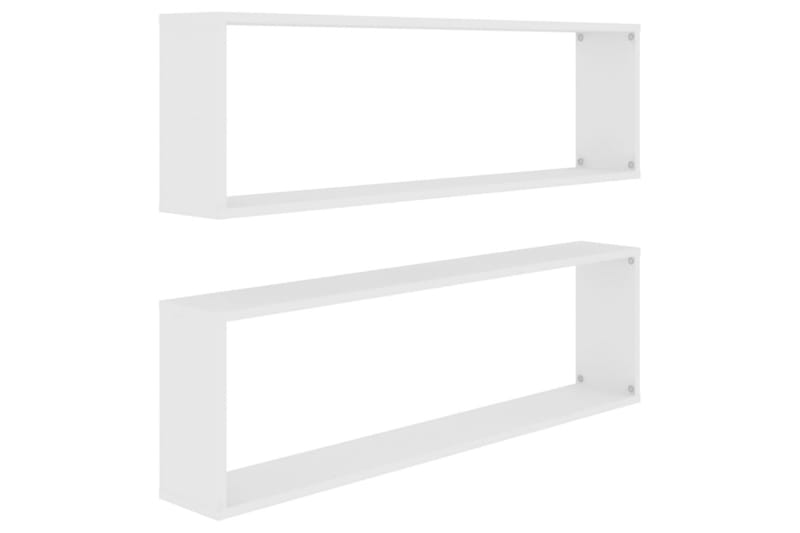 Vägghylla kubformad 2 st vit 100x15x30 cm spånskiva - Vit - Förvaring - Köksförvaring - Kökshylla