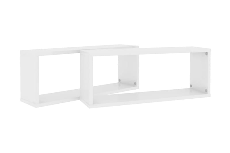 Vägghylla kubformad 2 st vit högglans 60x15x23 cm spånskiva - Vit högglans - Förvaring - Köksförvaring - Kökshylla