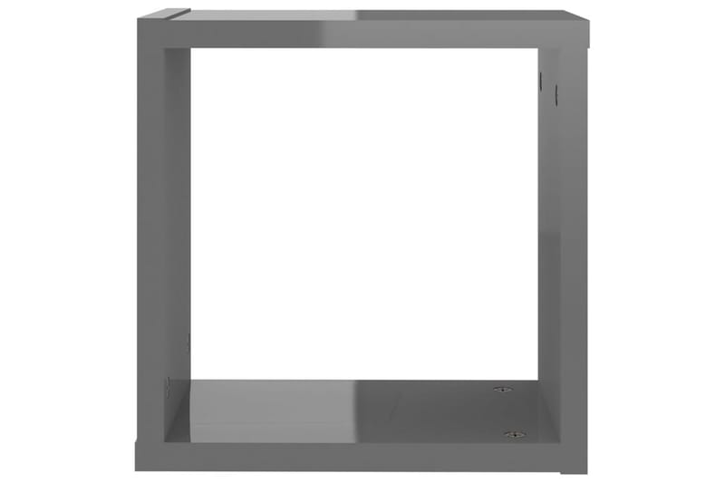 Vägghylla kubformad 4 st grå högglans 30x15x30 cm - Grå högglans - Kökshylla - Vägghylla