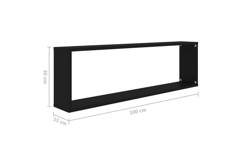 Vägghylla kubformad 4 st svart 100x15x30 cm spånskiva - Svart - Förvaring - Köksförvaring - Kökshylla