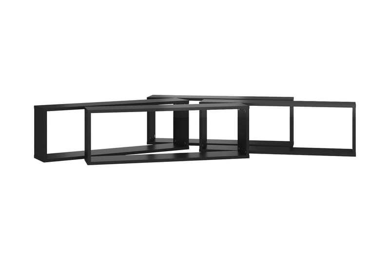 Vägghylla kubformad 4 st svart högglans 80x15x26,5 cm spånsk - Svart högglans - Förvaring - Köksförvaring - Kökshylla