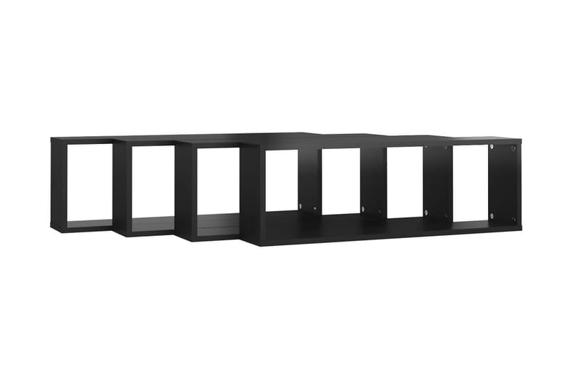 Vägghylla kubformad 4 st svart högglans 80x15x26,5 cm spånsk - Svart högglans - Förvaring - Köksförvaring - Kökshylla