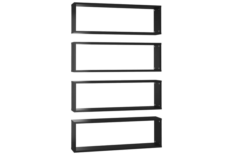 Vägghylla kubformad 4 st svart högglans 80x15x26,5 cm spånsk - Svart högglans - Förvaring - Köksförvaring - Kökshylla