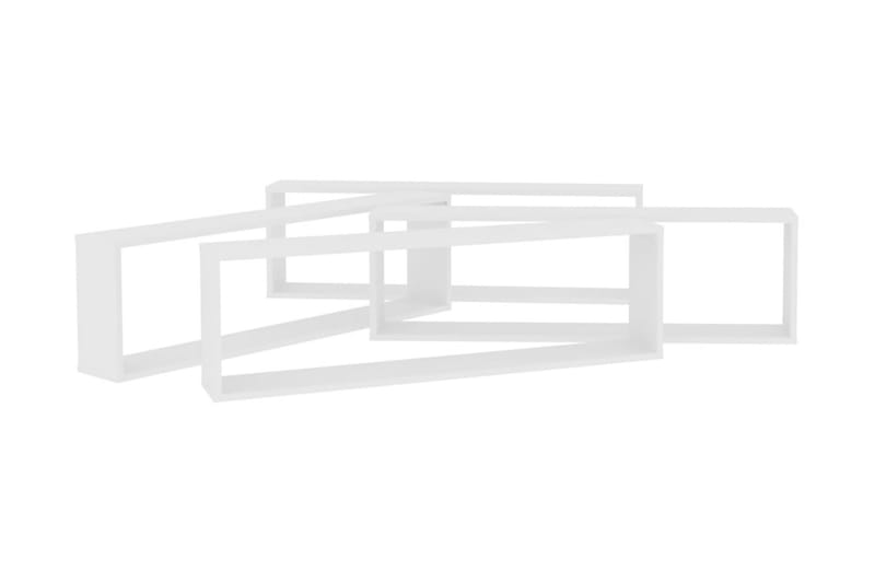 Vägghylla kubformad 4 st vit 100x15x30 cm spånskiva - Vit - Förvaring - Köksförvaring - Kökshylla