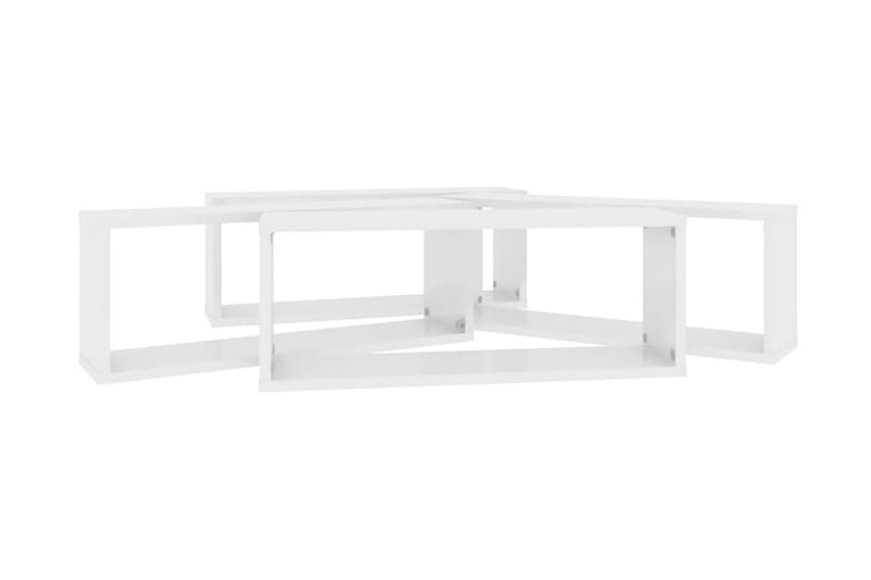 Vägghylla kubformad 4 st vit högglans 60x15x23 cm spånskiva - Vit högglans - Förvaring - Köksförvaring - Kökshylla