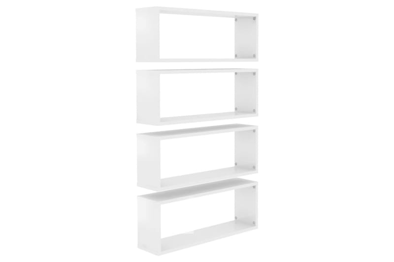 Vägghylla kubformad 4 st vit högglans 60x15x23 cm spånskiva - Vit högglans - Förvaring - Köksförvaring - Kökshylla