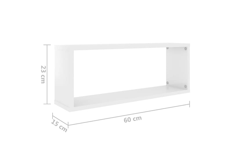 Vägghylla kubformad 4 st vit högglans 60x15x23 cm spånskiva - Vit högglans - Förvaring - Köksförvaring - Kökshylla