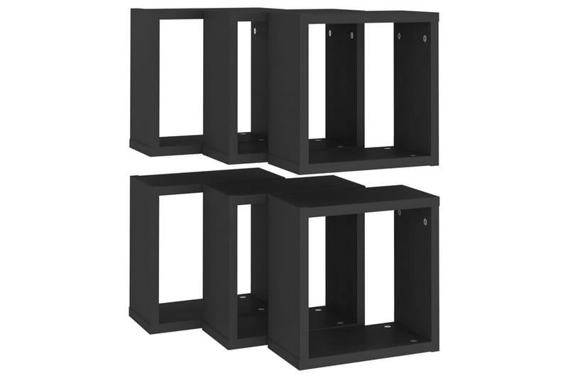 Vägghylla kubformad 6 st svart 30x15x30 cm - Svart - Förvaring - Köksförvaring - Kökshylla