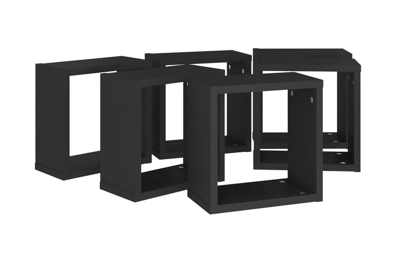 Vägghylla kubformad 6 st svart 30x15x30 cm - Svart - Förvaring - Köksförvaring - Kökshylla