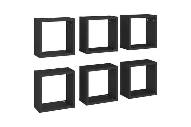 Vägghylla kubformad 6 st svart 30x15x30 cm - Svart - Förvaring - Köksförvaring - Kökshylla