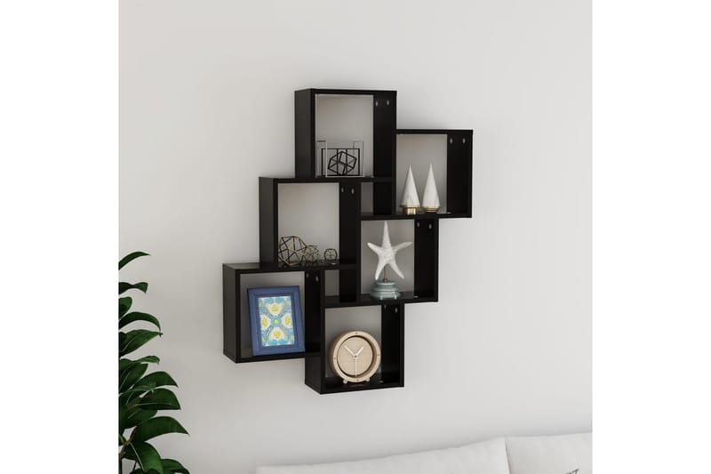 Vägghylla kubformad svart 78x15x93 cm spånskiva - Svart - Förvaring - Köksförvaring - Kökshylla