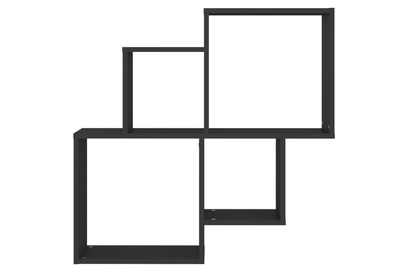 Vägghylla kubformad svart 80x15x78,5 cm spånskiva - Svart - Kökshylla - Vägghylla