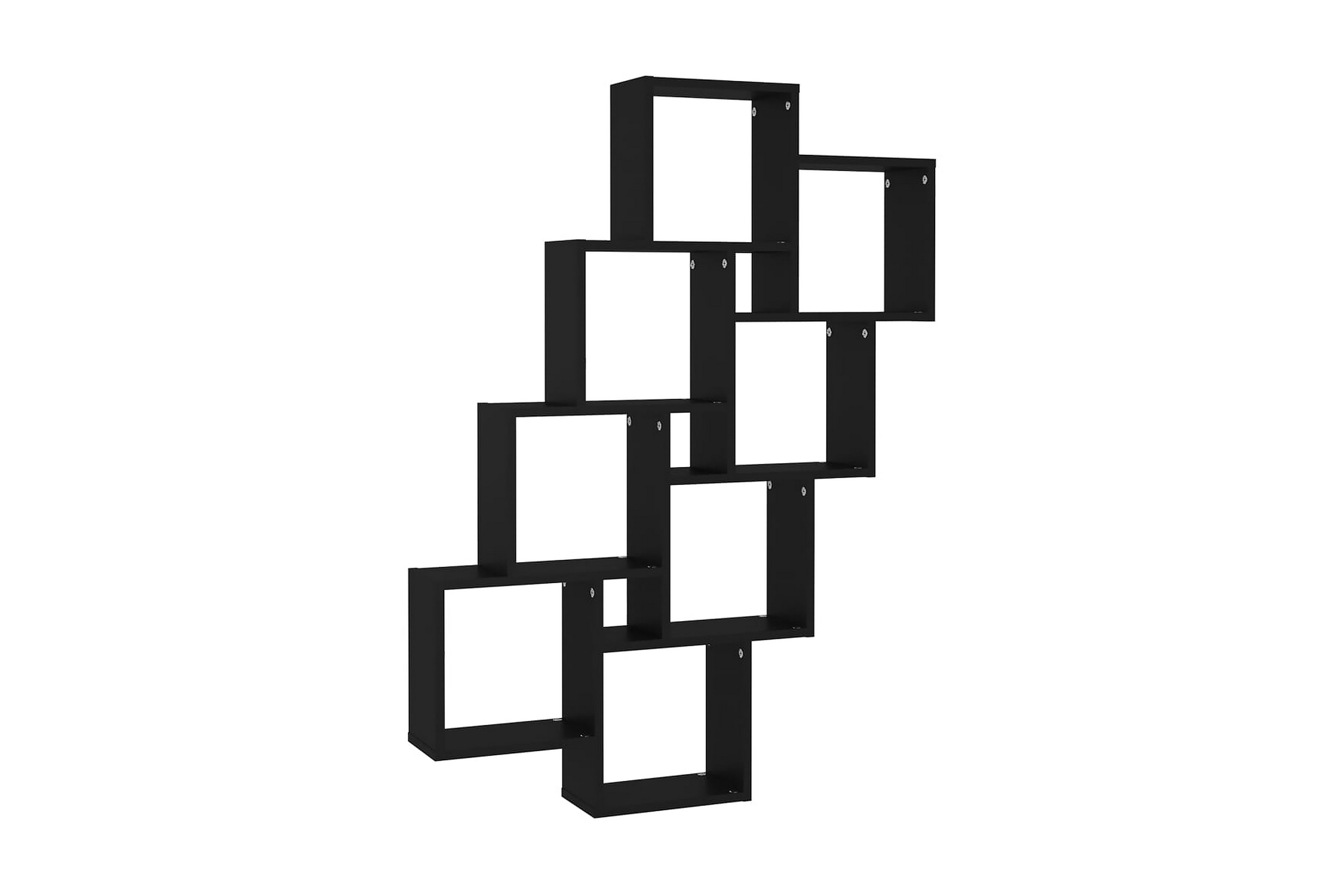 Vägghylla kubformad svart 90x15x119 cm spånskiva – Svart