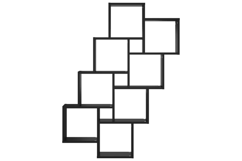 Vägghylla kubformad svart 90x15x119 cm spånskiva - Svart - Kökshylla - Vägghylla