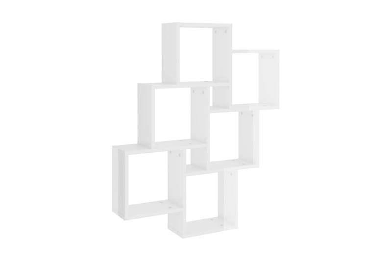 Vägghylla kubformad vit högglans 75x15x93 cm spånskiva - Vit högglans - Kökshylla - Vägghylla