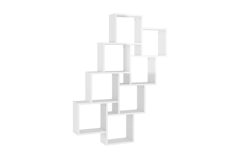 Vägghylla kubformad vit högglans 90x15x119 cm spånskiva - Vit högglans - Vägghylla - Kökshylla