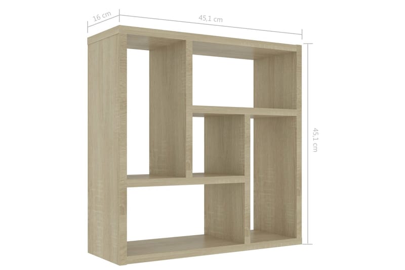 Vägghylla sonoma-ek 45,1x16x45,1 cm spånskiva - Brun - Kökshylla - Vägghylla