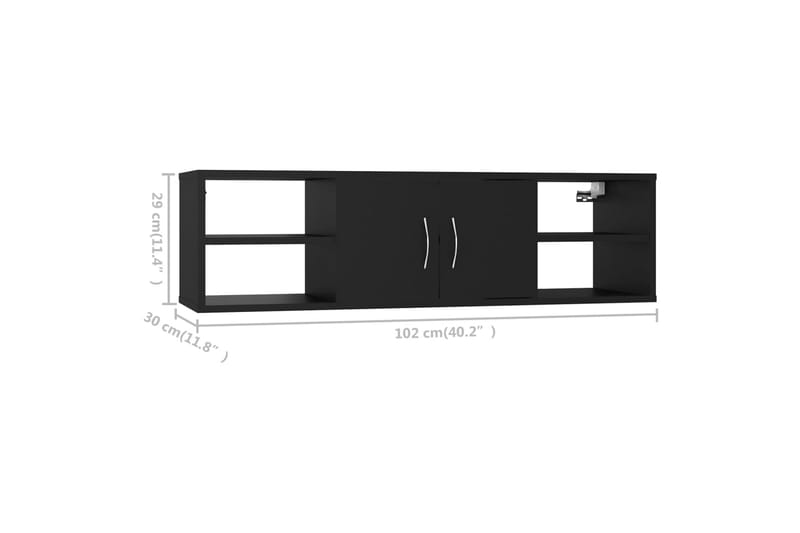 Vägghylla svart 102x30x29 cm spånskiva - Svart - Kökshylla - Vägghylla