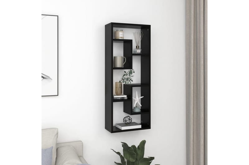 Vägghylla svart 36x16x90 cm spånskiva - Svart - Förvaring - Köksförvaring - Kökshylla