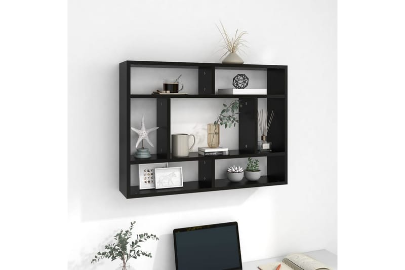 Vägghylla svart 75x16x55 cm spånskiva - Svart - Förvaring - Köksförvaring - Kökshylla