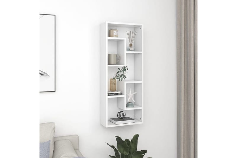 Vägghylla vit 36x16x90 cm spånskiva - Vit - Förvaring - Köksförvaring - Kökshylla