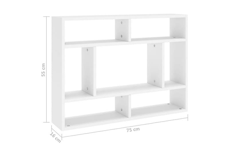 Vägghylla vit 75x16x55 cm spånskiva - Vit - Förvaring - Köksförvaring - Kökshylla