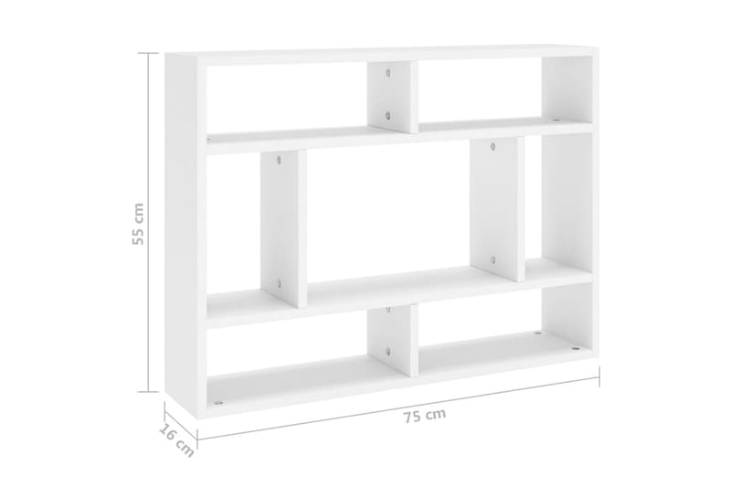 Vägghylla vit 75x16x55 cm spånskiva - Vit - Vägghylla - Kökshylla