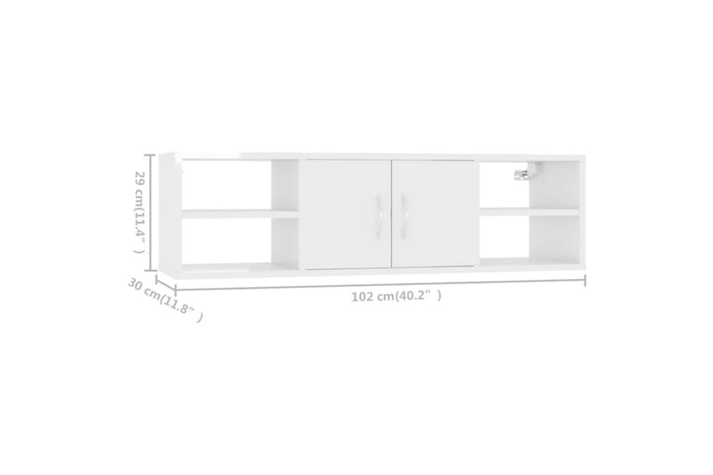 Vägghylla vit högglans 102x30x29 cm spånskiva - Vit högglans - Förvaring - Köksförvaring - Kökshylla