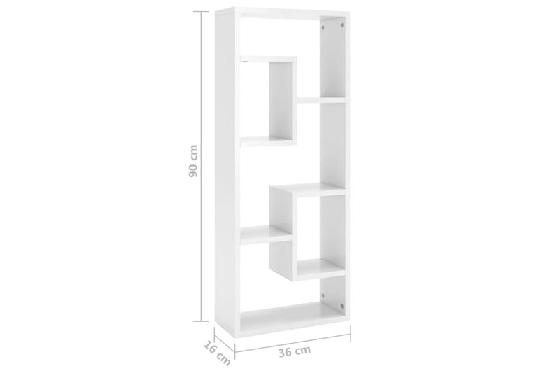 Vägghylla vit högglans 36x16x90 cm spånskiva - Vit - Kökshylla - Vägghylla