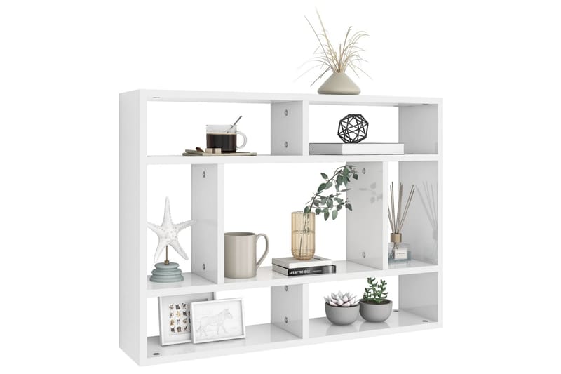 Vägghylla vit högglans 75x16x55 cm spånskiva - Vit - Förvaring - Köksförvaring - Kökshylla