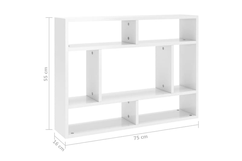 Vägghylla vit högglans 75x16x55 cm spånskiva - Vit - Kökshylla - Vägghylla