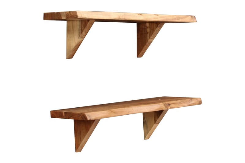 Vägghyllor 2 st 60x20x16 cm massivt akaciaträ - Brun - Förvaring - Köksförvaring - Kökshylla