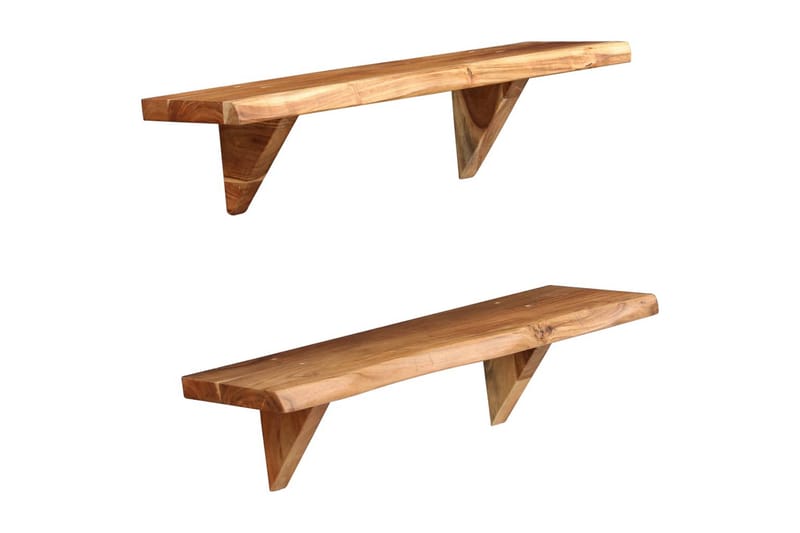 Vägghyllor 2 st 60x20x16 cm massivt akaciaträ - Brun - Förvaring - Köksförvaring - Kökshylla