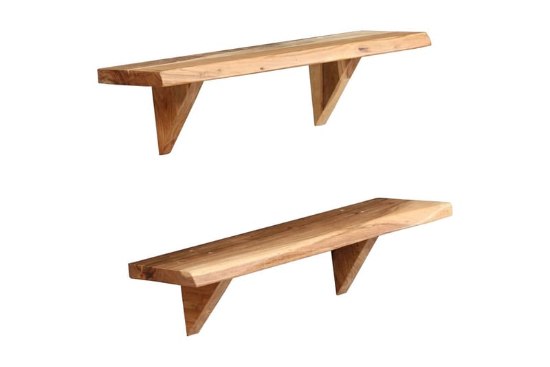 Vägghyllor 2 st 60x20x16 cm massivt akaciaträ - Brun - Förvaring - Köksförvaring - Kökshylla