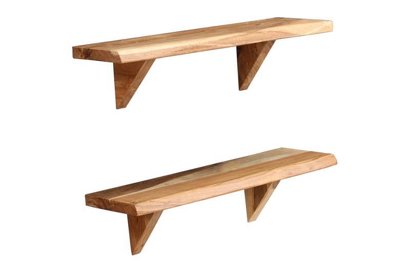 Vägghyllor 2 st 60x20x16 cm massivt akaciaträ - Brun - Förvaring - Köksförvaring - Kökshylla