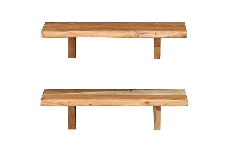 Vägghyllor 2 st 60x20x16 cm massivt akaciaträ - Brun - Förvaring - Köksförvaring - Kökshylla