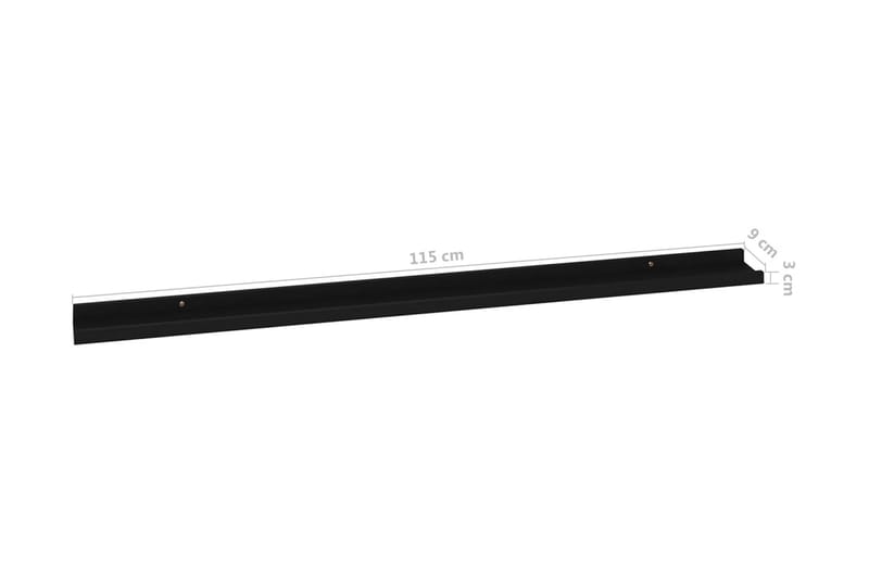 Vägghyllor 2 st svart 115x9x3 cm - Svart - Förvaring - Köksförvaring - Kökshylla